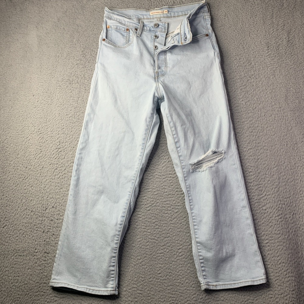 Levi's Ribcage Ankle Straight Jeans Womens Size 30x27 Button Fly - Picture 1 of 15